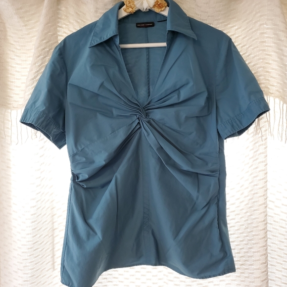 Twist Knot Teal Dress Shirt - Picture 1 of 3